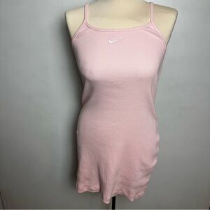 Vintage 90s Nike Ribbed Dress Women's Size Medium Babydoll Adjustable Pink